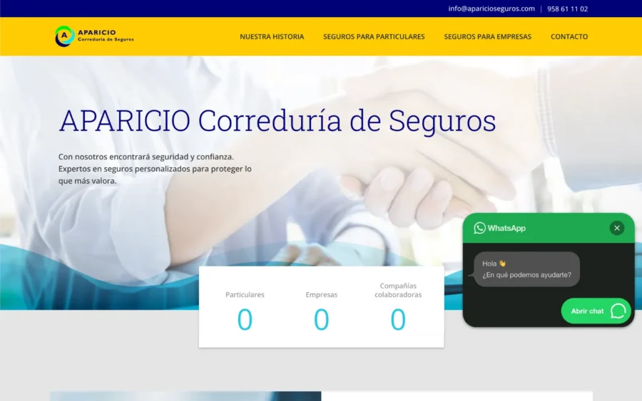 Sitio web de la correduría de seguros Aparicio Seguros
