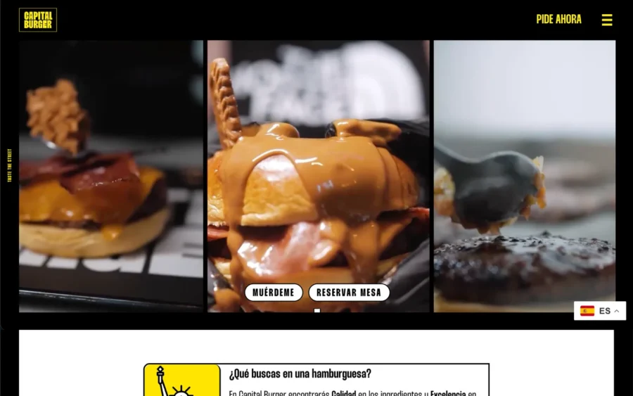 Sitio web de la hamburguesería Capital Burger