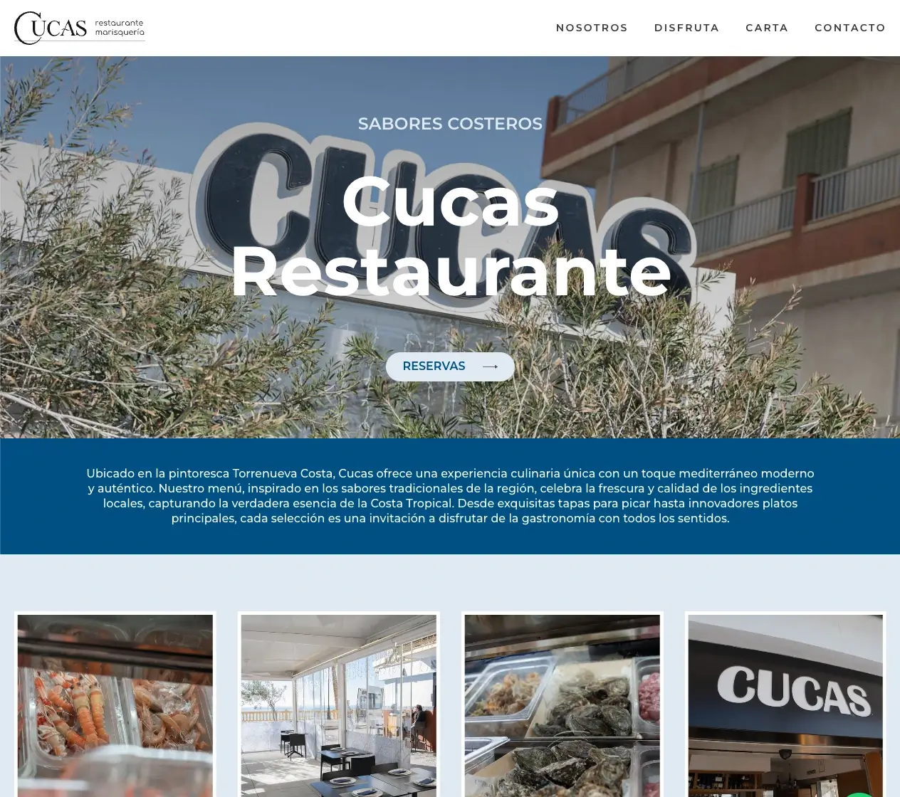 Página web creada para el restaurante Cucas en Motril